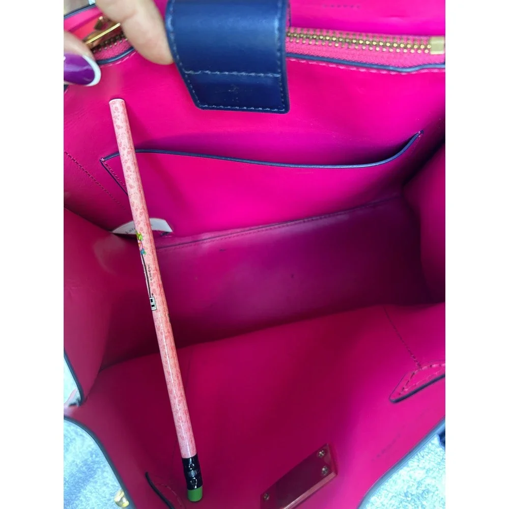 Kate Spade Arbour Hill Elodie Blue Pink Leather Satchel Crossbody Tote Bag